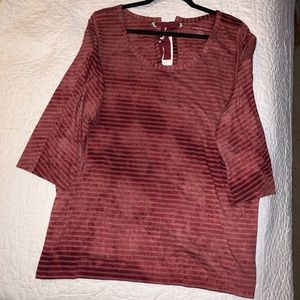 Lane Bryant Striped Acid Washed 3/4 Sleeve